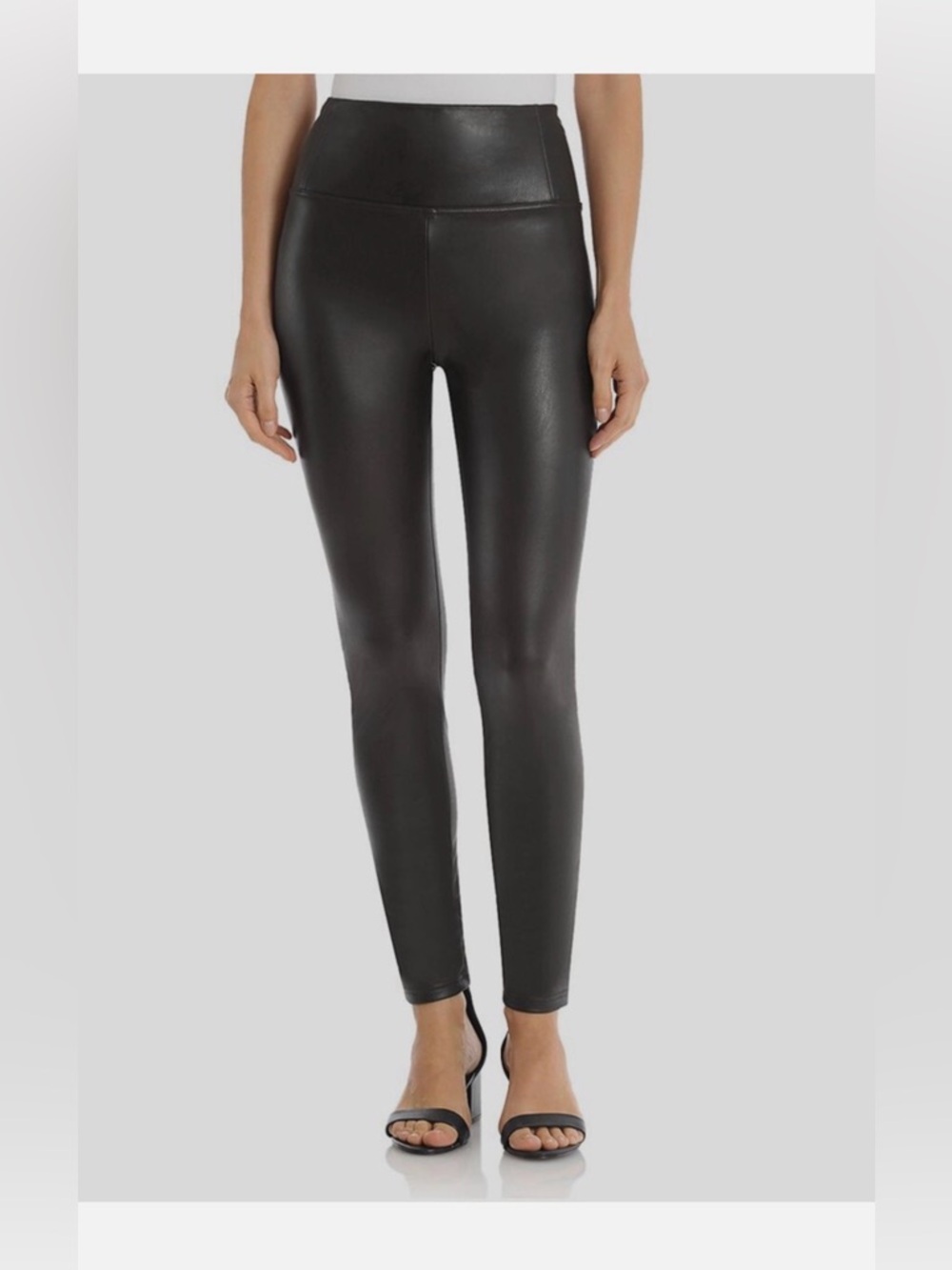 bagatelle Faux Leather High-Rise Leggings - grey